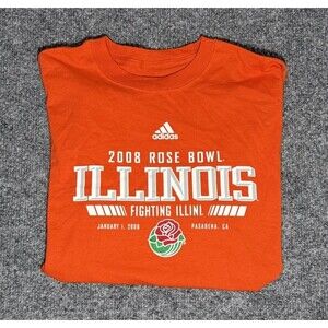 Adidas University of Illinois 2008 Rose Bowl T-Shirt Orange Men’s Size Large